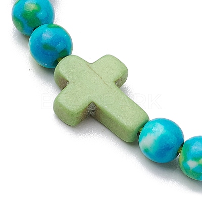 Synthetic Ocean White Jade Braided Beaded Bracelets BJEW-JB11016-03-1