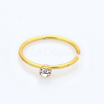 40Pcs 316L Surgical Stainless Steel Rhinestone Hoop Nose Rings AJEW-P001-04-1
