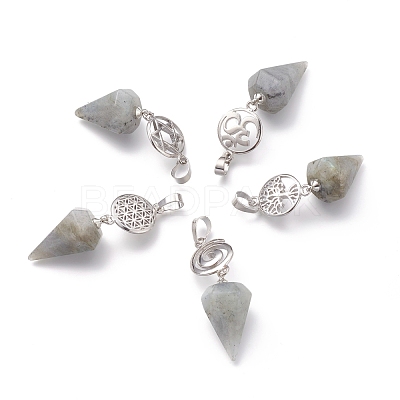 Natural Labradorite Pendants G-O194-02-1