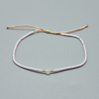 Adjustable Natural Rose Quartz Braided Bead Bracelets BJEW-F391-A01-1