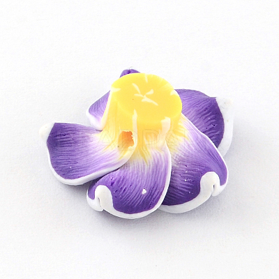 Handmade Polymer Clay 3D Flower Plumeria Beads CLAY-Q192-15mm-04-1