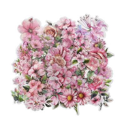 50Pcs Flower PVC Waterproof Stickers STIC-D300-06-1
