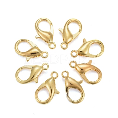 Golden Tone Zinc Alloy Lobster Claw Clasps X-E106-G-NF-1