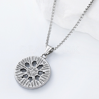 Vintage 304 Stainless Steel Pirate Rune Viking Compass Pendant Necklaces for Men Women LS-AZ8972-1