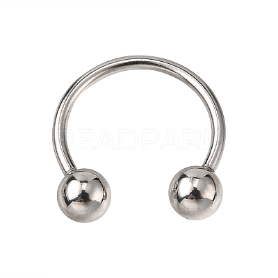 Non-Tarnish 316L Surgical Stainless Steel Circular/Horseshoe Barbell with Round Ball AJEW-P002-07-1