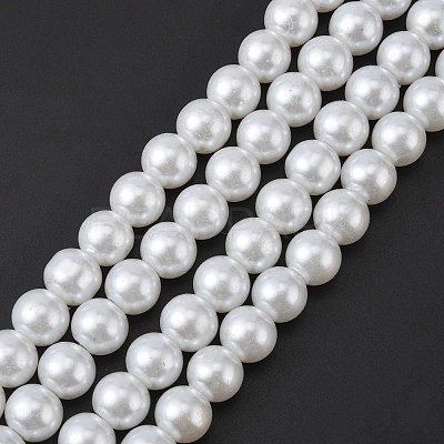 White Glass Pearl Round Loose Beads For Jewelry Necklace Craft Making X-HY-10D-B01-1