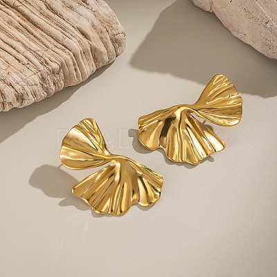 304 Stainless Steel Leaf Stud Earrings ND8551-1-1