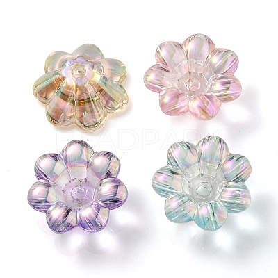 UV Plating Rainbow Iridescent Acrylic Beads OACR-P010-04-1