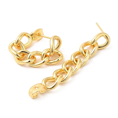 Rack Plating Brass Chain Ear Studs for Women EJEW-Q770-15G-1