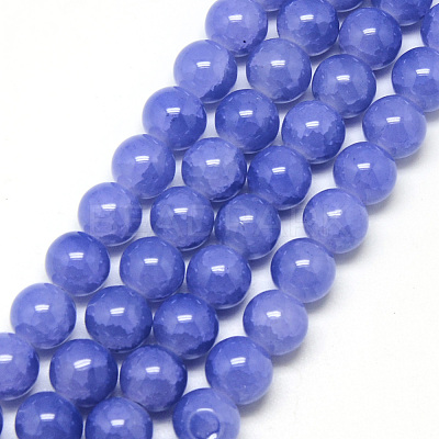 Baking Paint Crackle Glass Beads Strands X-DGLA-Q023-6mm-YS14-1