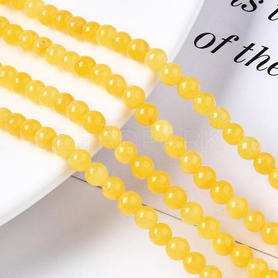 Natural Dyed Yellow Jade Gemstone Bead Strands G-R271-4mm-Y07-1