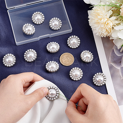 Plastic Imitation Pearl Shank Buttons FIND-NB0003-71P-1