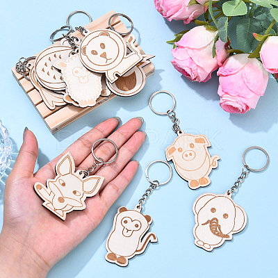 Animal Theme Wood Keychain Sets KEYC-YWC0001-04-1
