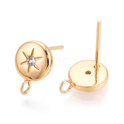 Brass Micro Pave Clear Cubic Zirconia Stud Earring Findings MAK-T011-11G-04-1