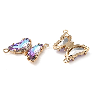 Brass Pave Faceted Glass Connector Charms FIND-Z020-04G-1