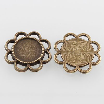 Flower Alloy Cabochon Settings X-PALLOY-N0088-33AB-NF-1