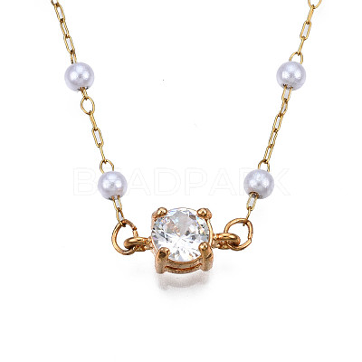 ABS Plastic Pearl Round Beaded Chains CHS-N003-16-1