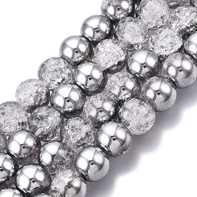 Electroplated Crackle Glass Beads Strands X-EGLA-N014-10mm-03-1