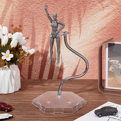 Plastic Minifigures Display Stands with Adjustable Snake Bone Bracket ODIS-WH0070-81A-1