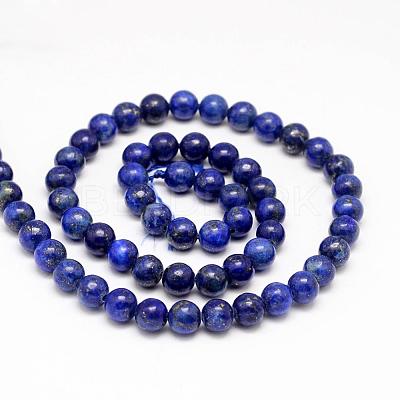 Natural Lapis Lazuli Round Beads Strands G-I181-10-8mm-1