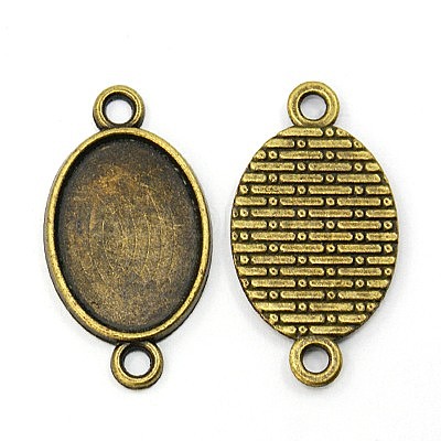 Tibetan Style Alloy Cabochon Connector Settings X-TIBE-K006-28mm-AB-NF-1
