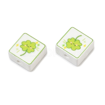 Printed Handmade Porcelain Beads PORC-G016-04R-1