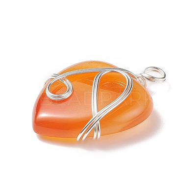 Natural Red Agate Pendants PALLOY-JF01663-09-1