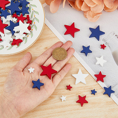 1 Bag Independence Day Theme Maple Wood Cabochons WOOD-FH0002-12-1