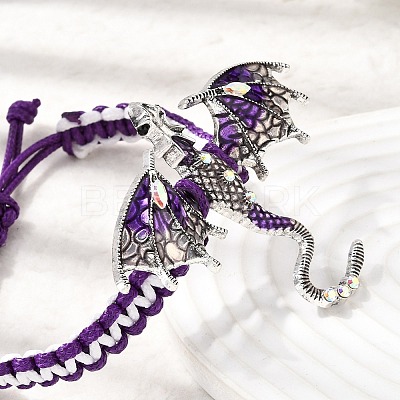 Pterosaur Alloy Enamel & Rhinestones Link Bracelets BJEW-A165-01A-1