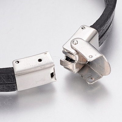 Men's Leather Cord Multi-strand Bracelets BJEW-P198-12-1