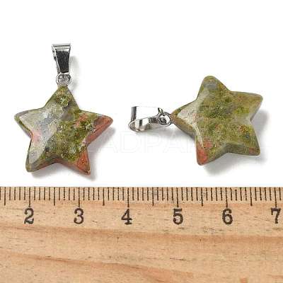 Natural Unakite Pendants G-B127-12P-12-1