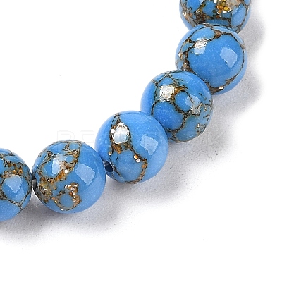 Synthetic Turquoise(Dyed) Round Beaded Stretch Bracelets G-U005-01B-06-1
