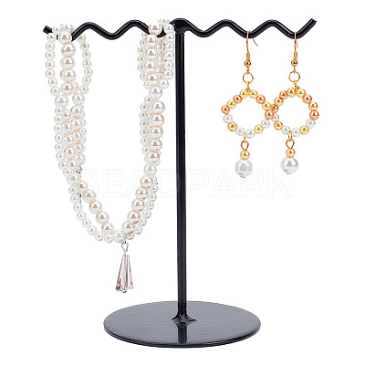 Iron Wave T-Bar Shaped Earring Display Stands EDIS-WH0021-43-1