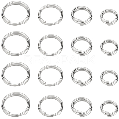 800Pcs 4 Styles 304 Stainless Steel Split Rings STAS-BBC0006-17-1