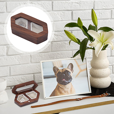 1Pc Hexagon Wooden Visible Window Pet Pet Keepsake Storage Boxes CON-DR0001-11-1