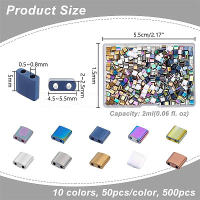 500Pcs 10 Colors Electroplate Glass Seed Beads SEED-PH0002-61-1