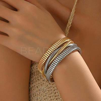 Two Tone Zinc Alloy 3-Strand Cuff Bangles WG02E92-01-1