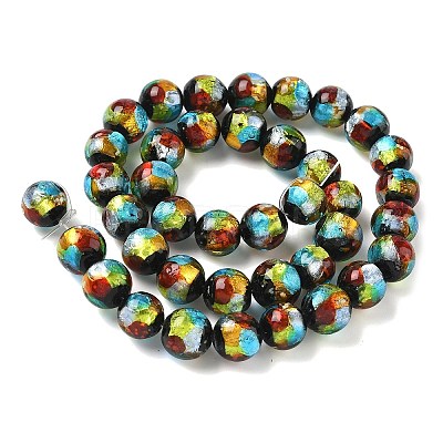 Handmade Foil Glass Beads LAMP-K039-37B-1