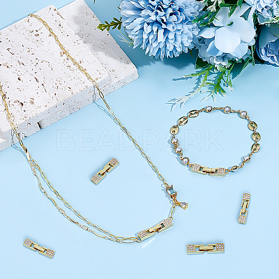 10Pcs Brass Micro Pave Clear Cubic Zirconia Watch Band Clasps KK-PH0014-30G-1