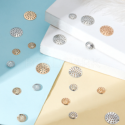 400Pcs 4 styles Iron Finger Ring/Brooch Sieve Findings IFIN-GA0001-49-1