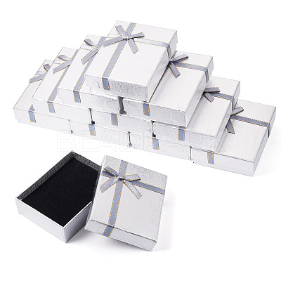 Rectangle Paper Jewelry Set Storage Boxes with Bowknot LS-CON-TAC0014-04G-1