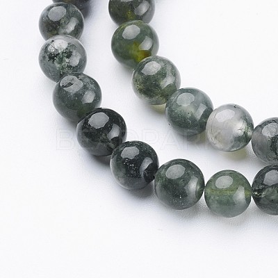 Natural Moss Agate Beads Strands X-GSR6mmC001-1