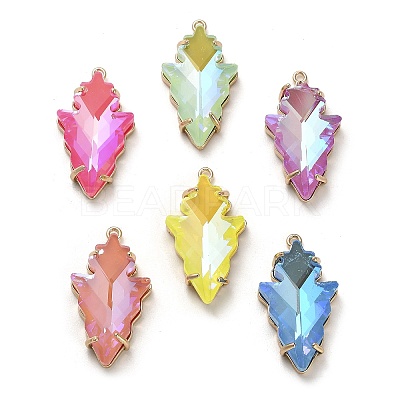 Glass with Golden Brass Pendants GLAA-G111-09G-1