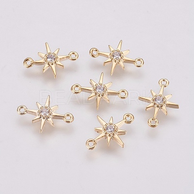 Brass Micro Pave Cubic Zirconia Links ZIRC-F081-20G-1