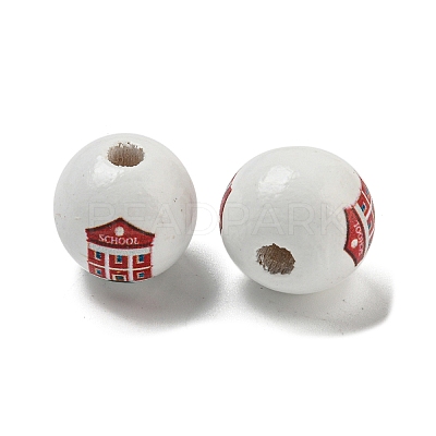Printed Wood European Beads WOOD-L020-D02-1