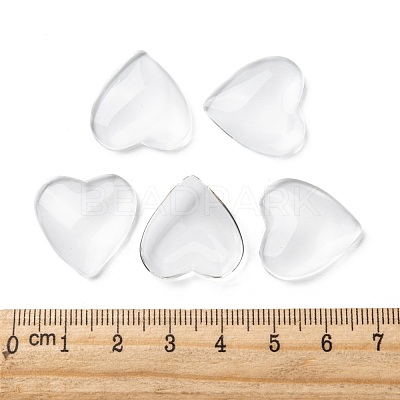Transparent Glass Heart Cabochons X-GGLA-R021-20mm-1