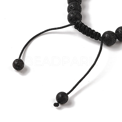 8mm Round Natural Lava Rock Braided Bead Bracelets X-BJEW-C067-01B-09-1