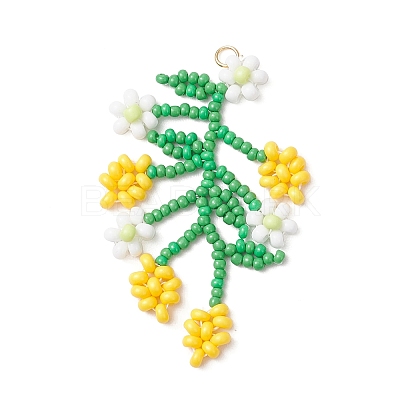 3Pcs Seed Glass Beaded Big Pendants PALLOY-MZ00877-1