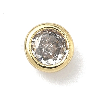 Flat Round Brass Micro Pave Cubic Zirconia Cabochons KK-P345-13G-A02-1