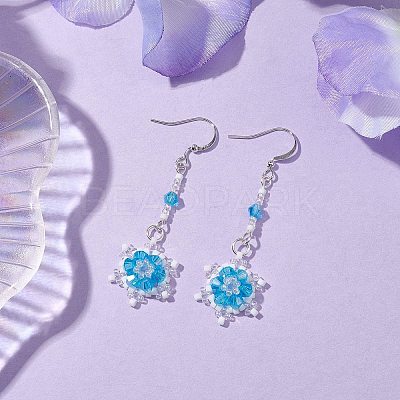 Glass Seed Beaded Dangle Earrings EJEW-MZ00171-01-1